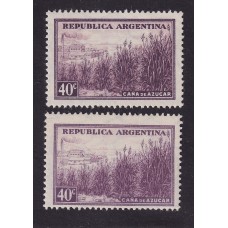 ARGENTINA 1935 GJ 758 ESTAMPILLAS NUEVAS MINT PAPEL RAYADO VERTICAL 2 COLORES DIFERENTES U$ 7.8